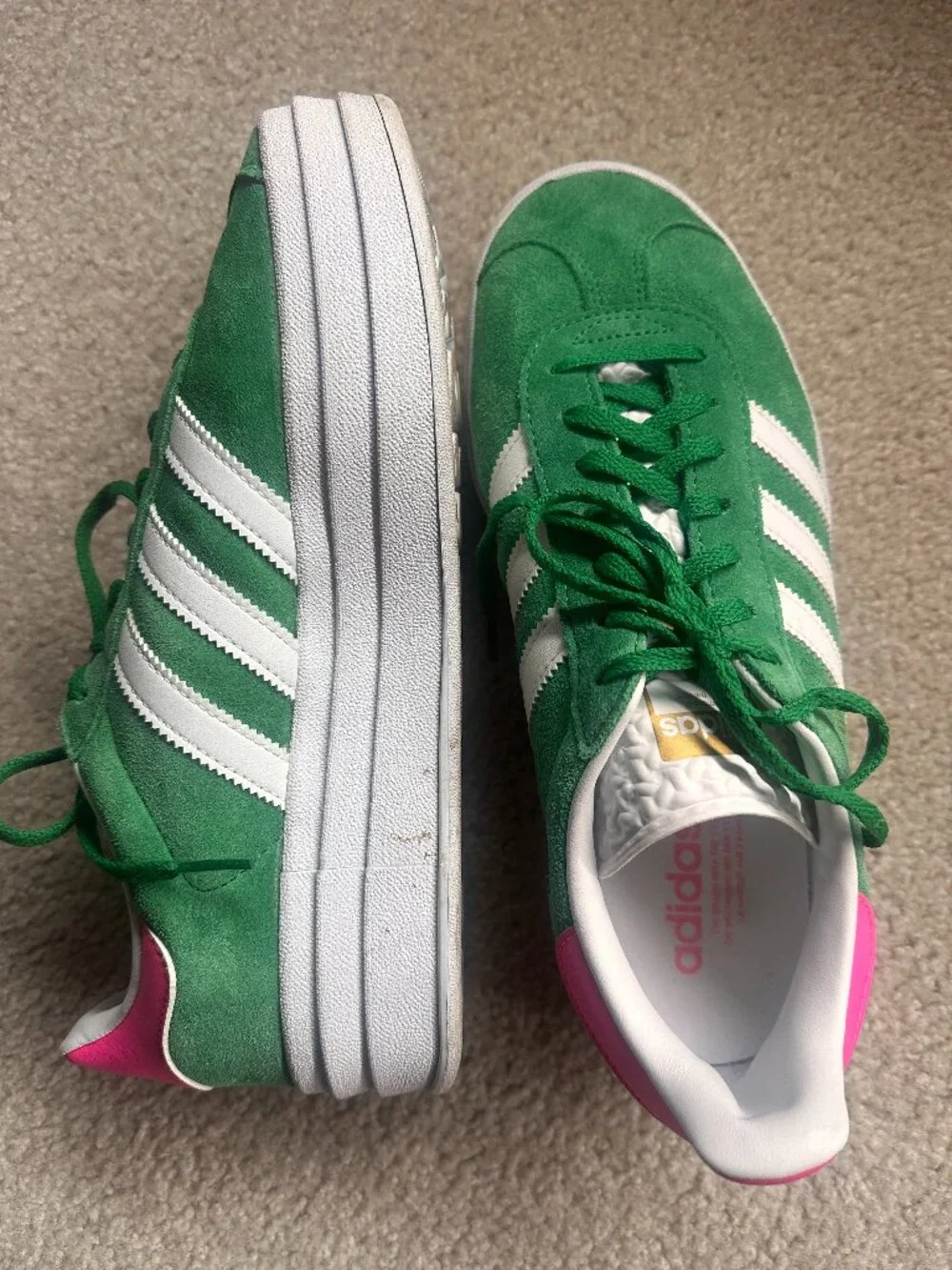 Adidas Gazelle Bold green & pink size 9.5!